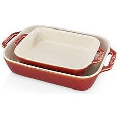 Microwave Safe Oven Dishes Staub Ceramic Rectangular 2-Piece Set Red Oven Dish