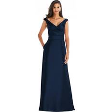 Alfred Sung Off-The-Shoulder Satin Gown