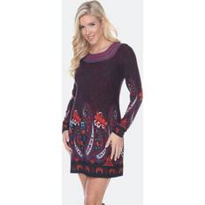 White Mark Women's Sandrine Embroidered Sweater Dress