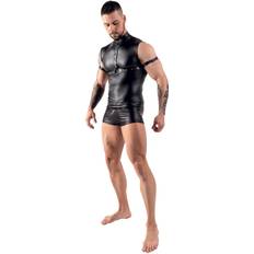 Svenjoyment Wetlook Top med Harness Sort S