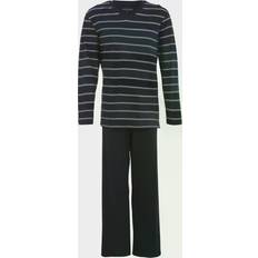 Blau Schlafanzüge Schiesser Day and Night Long Stripe Pyjama Darkblue