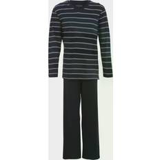 Schiesser Day and Night Long Stripe Pyjama - Mørkblå