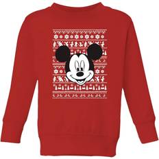 Disney Hoodies Children's Clothing Disney Kid's Mickey Face Christmas Sweatshirt - Red