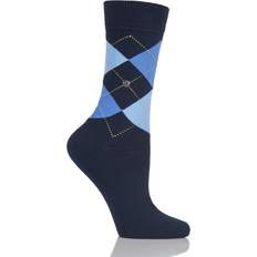 Burlington Ladies 1 Pair Queen Argyle Cotton Socks 3.5-7 Ladies