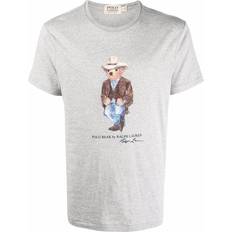 Cowboy Polo Ralph Lauren Gråmeleret T-shirt med cowboy-bjørneprint i meleret