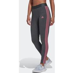 Donna - Rosa Collant Adidas Donna 3 Stripes Cotone Leggings - Dark Grey Heather/Black