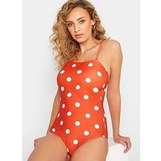 LTS tall rust polka dot swimsuit