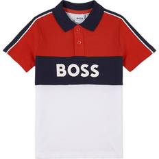 HUGO BOSS Kid's Logo Colorblock Polo Shirt - Red