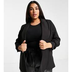 River Island Plus Ruched Sleeve Blazer - Black