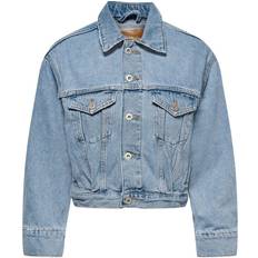 Vêtements d'extérieur Only Veste en Jean Col italien Manches 7/8 Poignets Boutonnés - Bleu