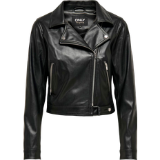 Only Faux Leather Biker Jacket - Black