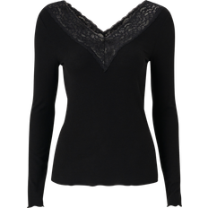 Pieces Siri Ls T-Neck Top Black Female