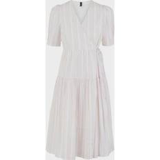 Knælange kjoler - Lilla Y.A.S YasPrisma 2/4 Wrap Midi Dress - Star White