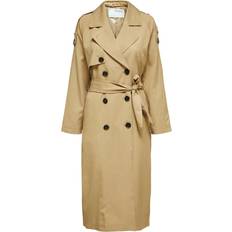 Tencel Takit Selected Femme New Bren Double Breasted Trenchcoat - Cornstalk