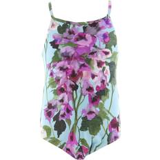 1-3M - Mädchen Badeanzüge Dolce & Gabbana Renaissance Swimsuit - Blue/Pink Floral (L5J803 /L2J803 / FSGZL -HC3JB)