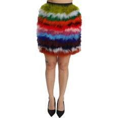 Korte nederdele - Multifarvet Dolce & Gabbana High Waist Mini Feather Skirt - Multicolor