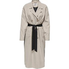 Only Contrast Colored Trench Coat - White/Simply Taupe