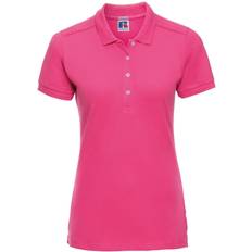 Elastane/Lycra/Spandex - Women Polo Shirts Russell Athletic Womens/Ladies Stretch Short Sleeve Polo Shirt (Burgundy)