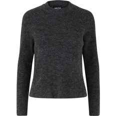 Pieces Ellen Ls O-Neck Knit Jumper - Dark Grey Melange