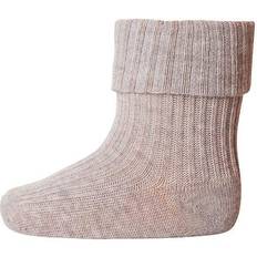 Beige Socken mp Denmark Rib Babysocken - Graumeliert