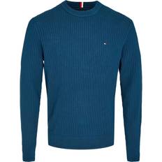 Tommy Hilfiger Turquoise Tops Tommy Hilfiger Knitted Grid Check Crew Neck Jumper