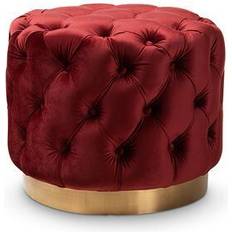 Red Stools Baxton Studio Valeria Pouffe 17.7"