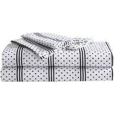 Betsey Johnson Dots and Stripes Bed Sheet Black (233.68x157.48cm)