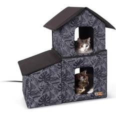 Heated outdoor cat house K&H Pet Outdoor Two-Story Kitty House with Dining Room Heated