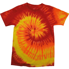 Colortone Womens Rainbow Tie-Dye Short Sleeve Heavyweight T-shirt - Blaze