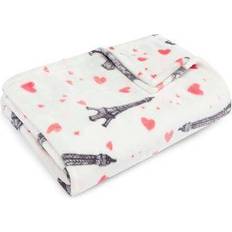 Textiles Betsey Johnson Paris Love Ultra Soft Plush Blankets White, Gray, Pink (177.8x127)