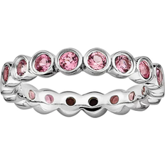 Eternity Rings - Silver Plated Stacks & Stones Eternity Stack Ring - Silver/Tourmaline