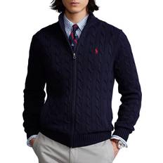 Polo ralph lauren cable knit cotton sweater Polo Ralph Lauren Cable-Knit Cotton Full-Zip Sweater - Fawn Grey Heather