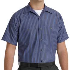 Red Kap B44230678 Industrial Short Sleeve Work Shirt, Stripe