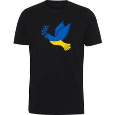 T-shirt, ukrainsk flagga, jag stöder Ukraina, fredsduva, vit