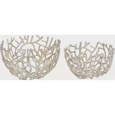 Bowls Silver Finish Coastal Decorative Bowl Table Decor Set of 2 Bowl 2