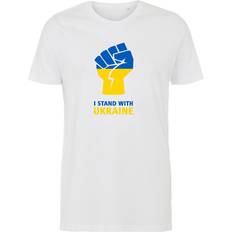 Ukraine t shirt T-shirt, ukrainsk flag, jeg støtter Ukraine, solidaritet, hvid