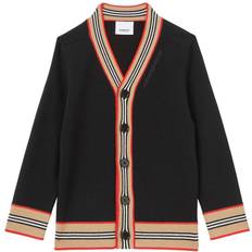 Schwarz Cardigans Burberry Icon Stripe Trim Wool Cardigan - Black