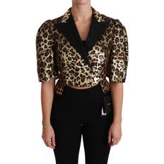 Dolce & Gabbana Gold Leopard Print Short Sleeve Blazer Flerfarvet