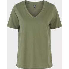 Donna - Verde Magliette Pieces Pcria SS V-neck Solid Tee - Deep Lichen Green