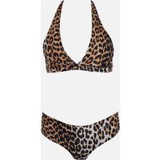 Beige Bikini Bottoms Ganni Women's Recycled Printed Core Bottoms Leopard 36/UK