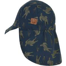 0-1M Solhatte Børnetøj Mikk-Line Summer Cap Long Neck UPF50+ w. Print - Blue Nights (98118)