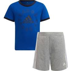 Grau Sonstige Sets adidas Infants Logo Graphic Short &Amp; T-Shirt Set Blue/Grey