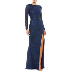 Mac Duggal Long Sleeve Bead-Embellished Gown - Midnight