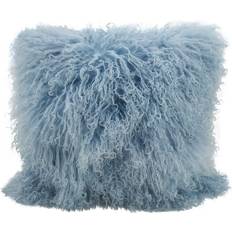 Wool Complete Decoration Pillows Saro Lifestyle Mongolian Lamb Fur Complete Decoration Pillows Blue (50.8x50.8)