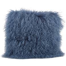 Wool Scatter Cushions Saro Lifestyle Mongolian Lamb Fur Complete Decoration Pillows Blue (50.8x50.8)