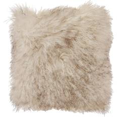 Wool Scatter Cushions Saro Lifestyle Mongolian Lamb Fur Complete Decoration Pillows Beige (50.8x50.8)