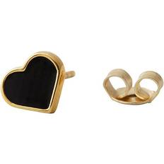 Design Letters Øredobber Design Letters Earring Stud - Enamel Heart Gold