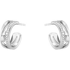 Dame - Hvitt gull Øredobber Georg Jensen Fusion Earrings - White Gold/Transparent