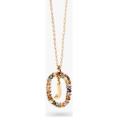 Damen - Vergoldet Halsketten Letter J Necklace - Gold/Multicolour