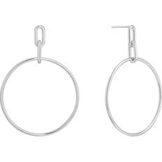 Ania Haie Chain Reaction Rhodium Cable Link Hoop Earrings E021-07H